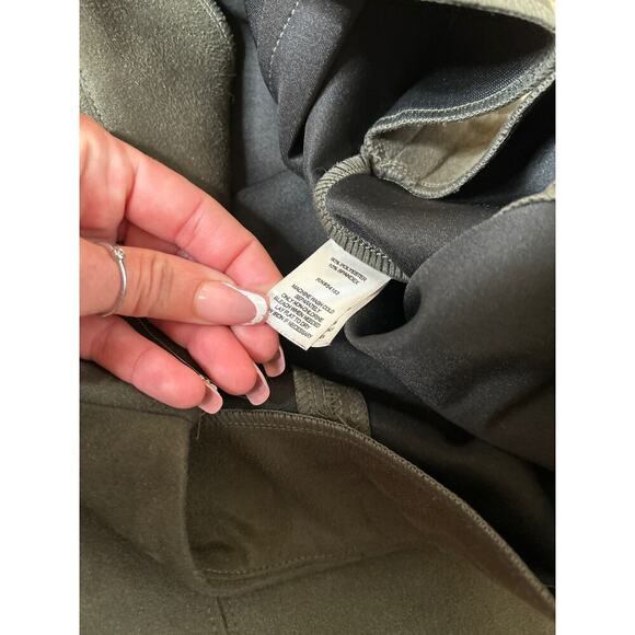 Andrew Marc suede skirt midi western style A-line Olive green SZ LG slit back - Picture 7 of 8